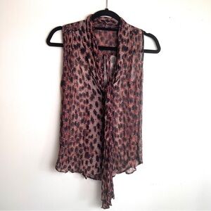 Just Cavalli Women's Geometric Patterned Sleeveless Silky Sheer Blouse 21” ptp